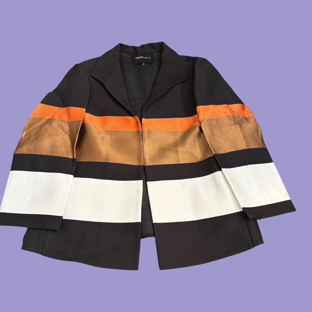 Lafayette 148 New York Blazer Jacket Womens 8 Colorful Colorblock Long Sleeve